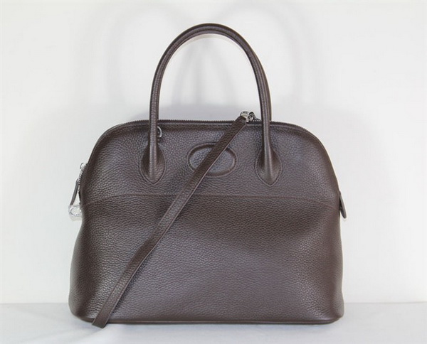 High Quality Replica Hermes Bolide Togo Leather Tote Bag Dark Coffee 509084 - Click Image to Close